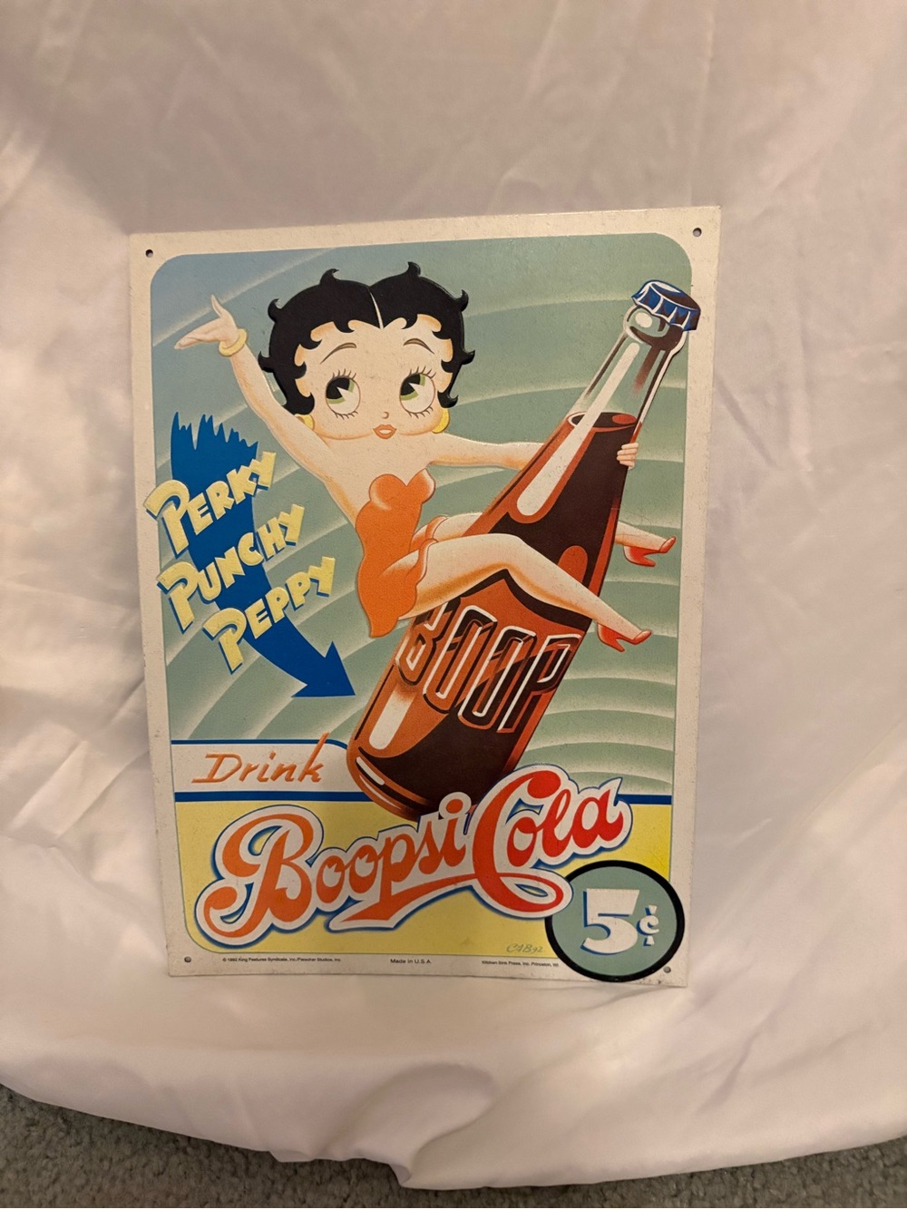 Boopsi Cola Retro Betty Wall Poster - Cream, Red, Blue